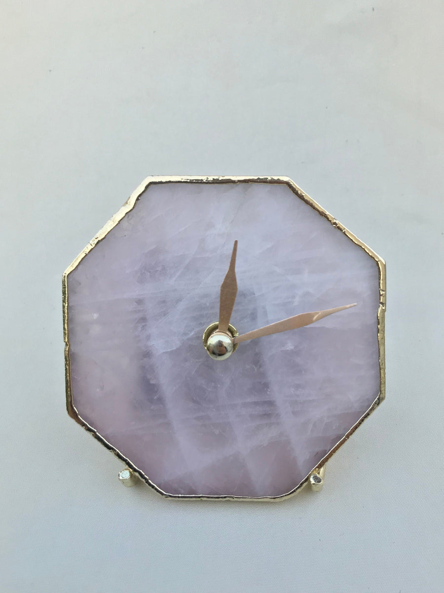 Rose Quartz Octagon Wall/Desk Clock/Personalised Momento
