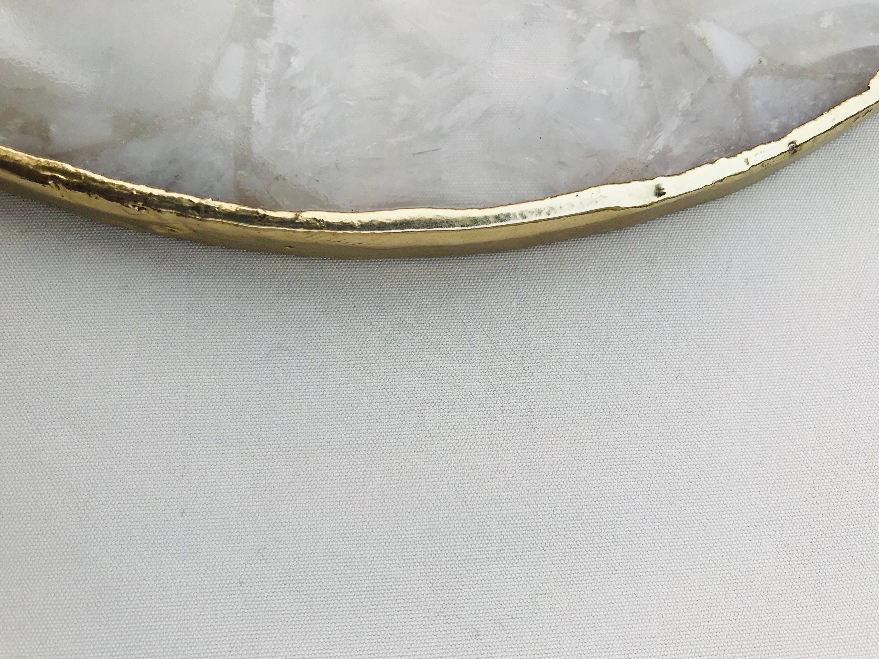 Clear crystal agate wall clock with gold electroplated edges and modern brass hands — view 5