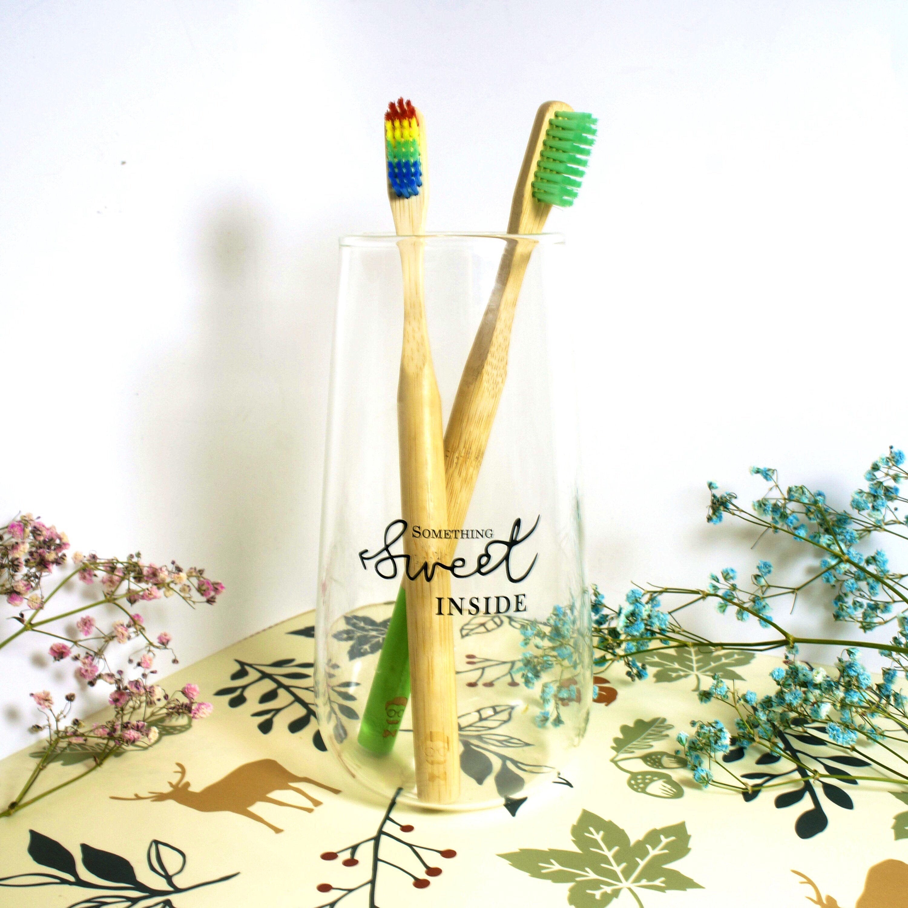 Zero waste natural bamboo toothbrush with customizable wooden handle for eco-friendly daily oral care