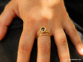 Gold lily flower ring with delicate botanical details in 14k gold-plated sterling silver