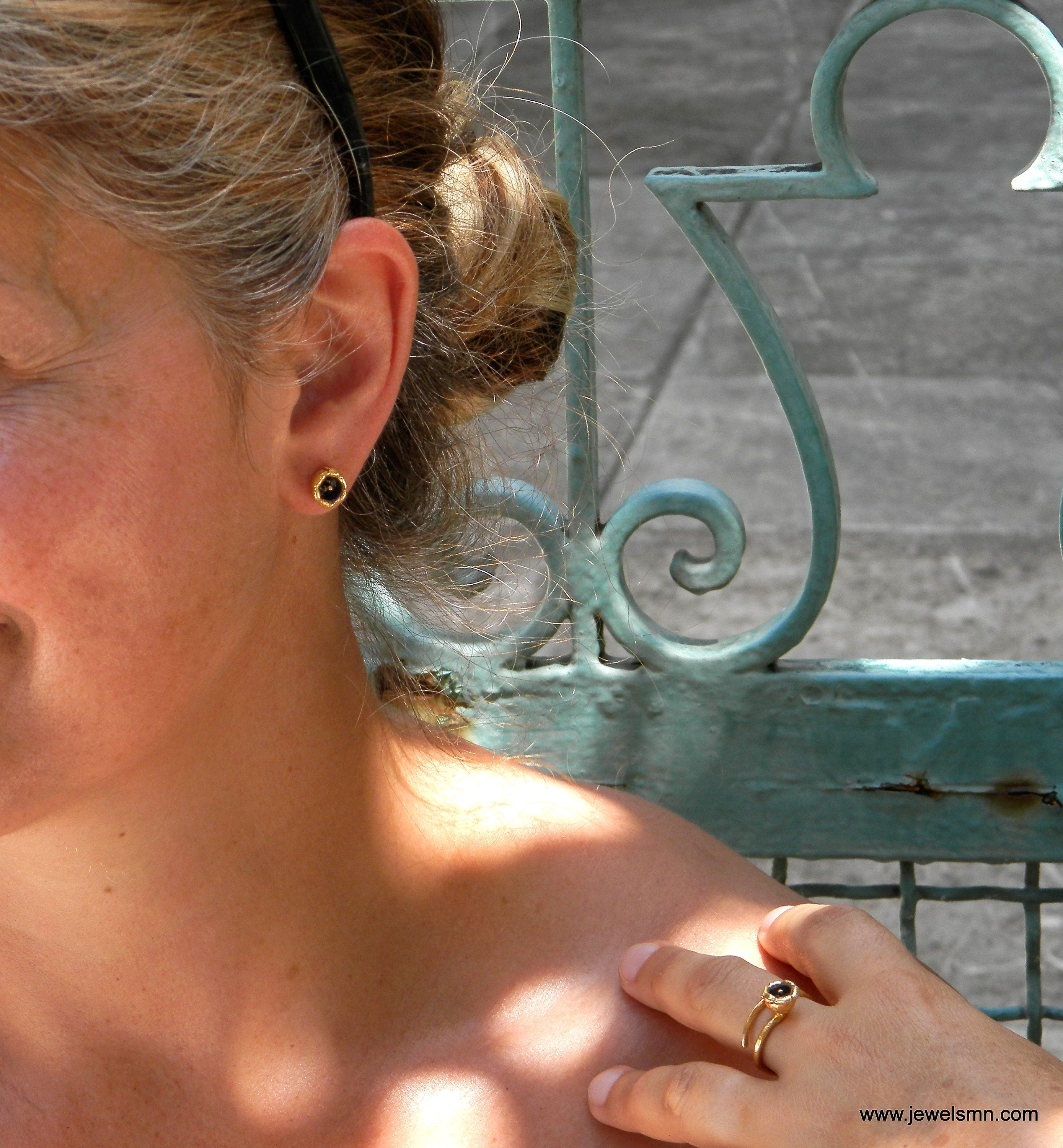 Gold lily flower ring with delicate botanical details in 14k gold-plated sterling silver — view 5