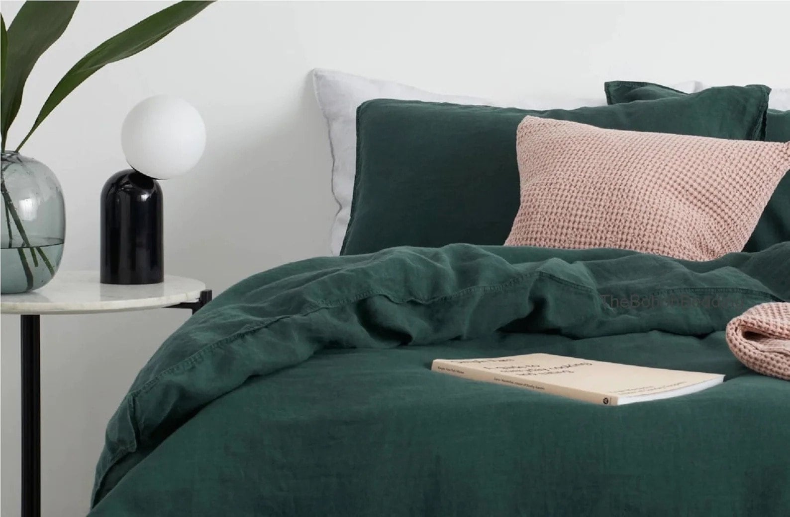 Pure cotton duvet cover set in berry purple showing luxurious stonewashed texture and matching pillow shams — view 2