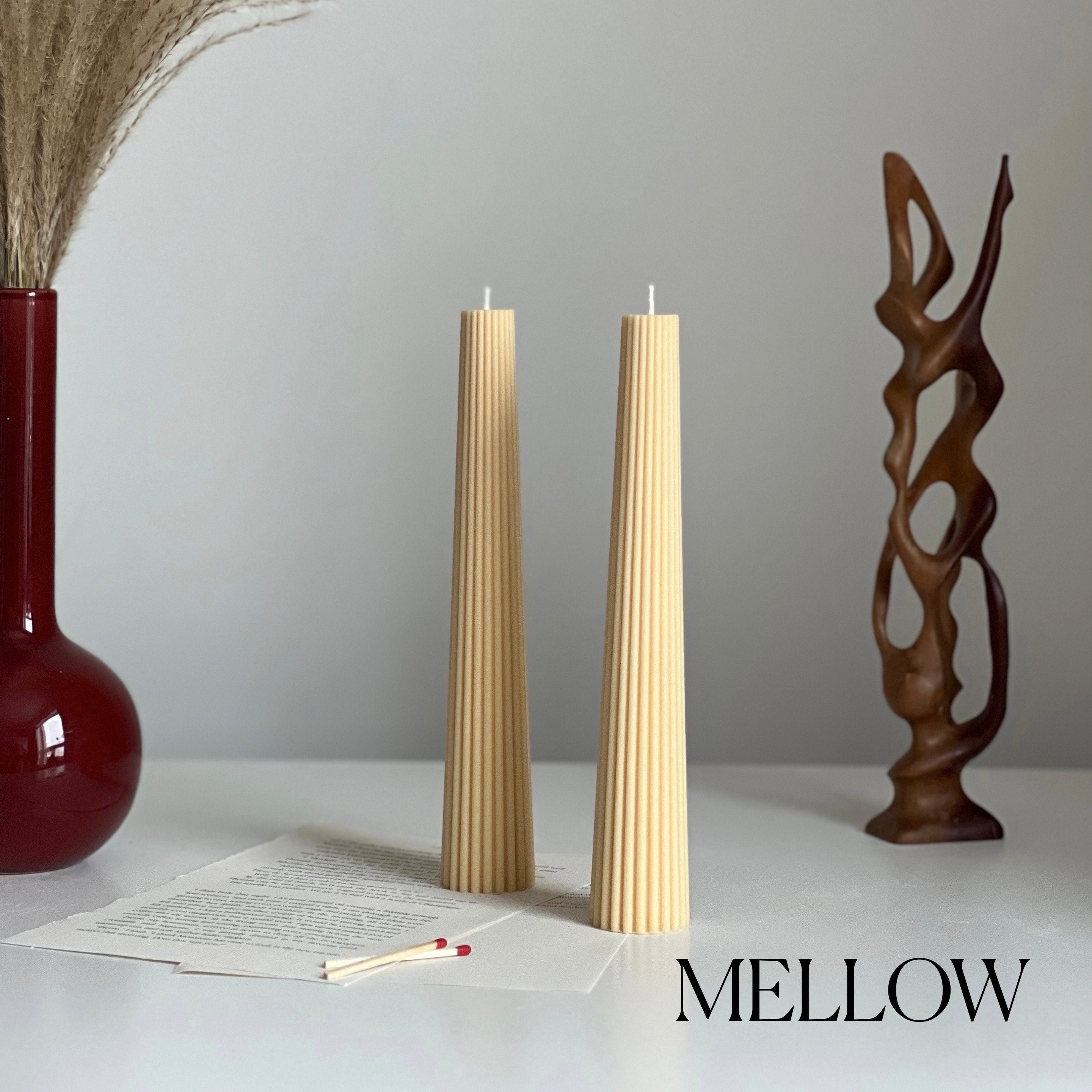 Greko tall ribbed column soy wax pillar candle standing upright for modern aesthetic home decor — view 5