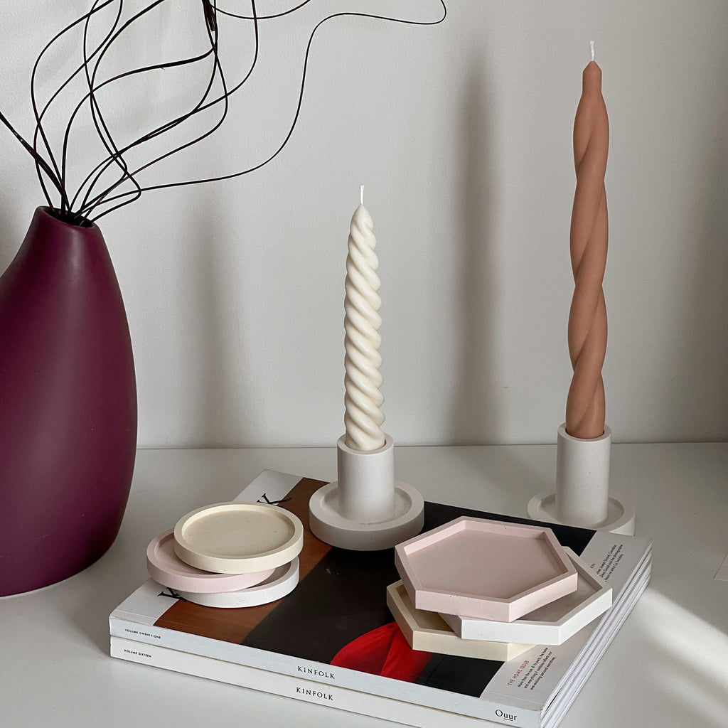 Small Round Jesmonite Trinket Tray: Scandi Home Decor-4