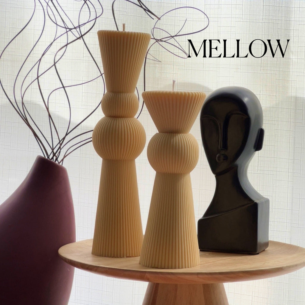 Soy Wax Chess Pillar Candle Set | Ribbed Decorative Candles-3