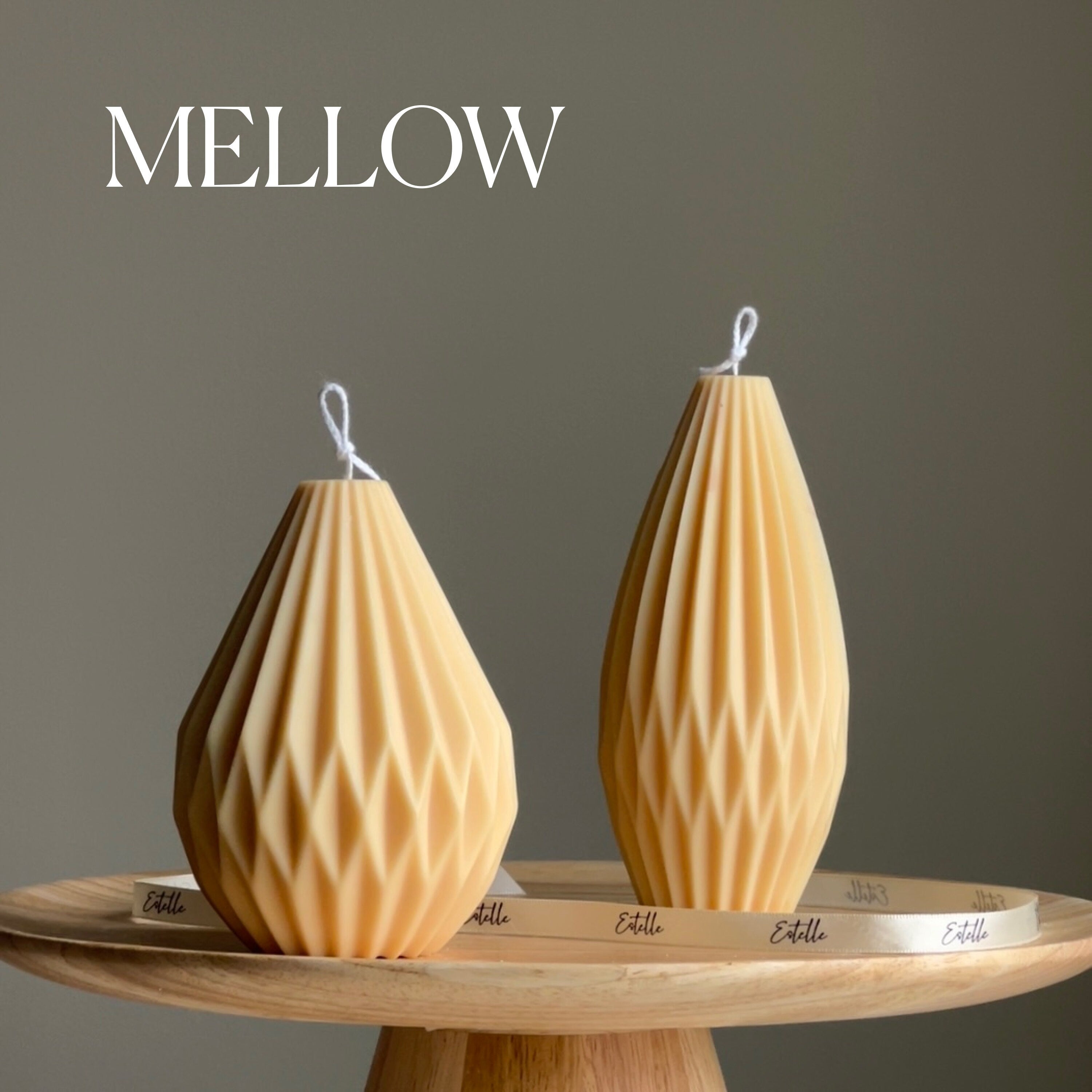 Origami lantern candle made of white geometric soy wax styled as minimalist home decor — view 4