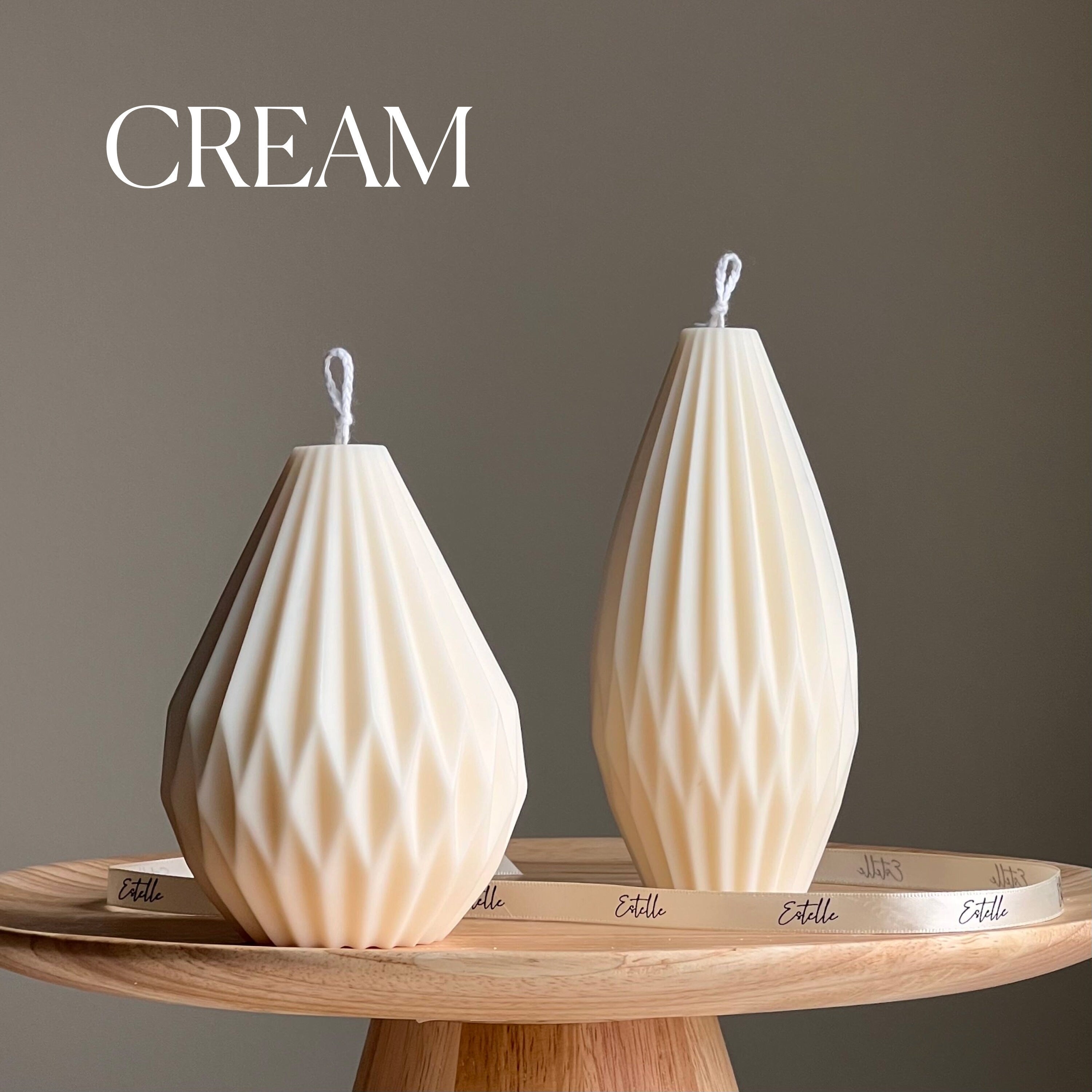 Origami lantern candle made of white geometric soy wax styled as minimalist home decor — view 3