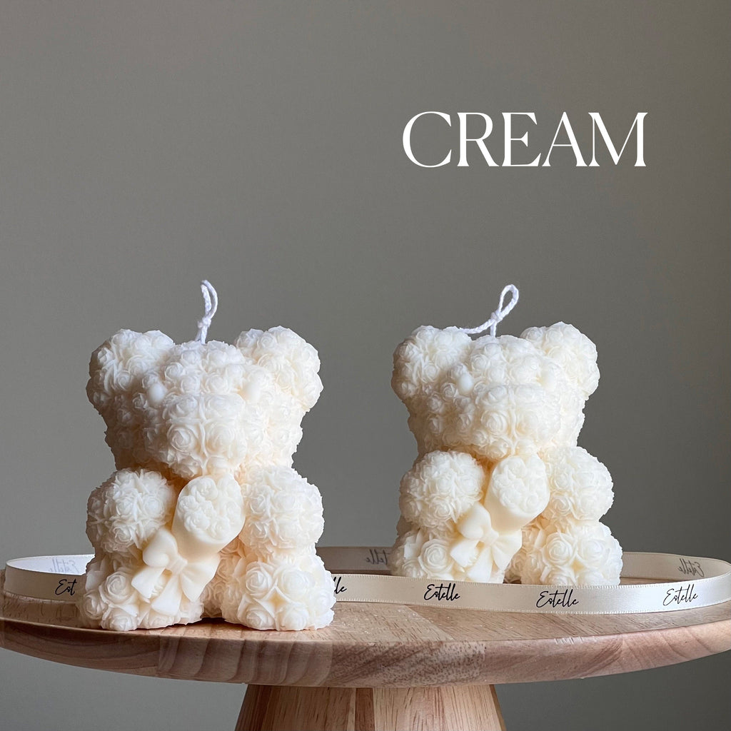 Sculptural teddy bear bouquet candle made from natural soy wax for aesthetic home decor — view 3