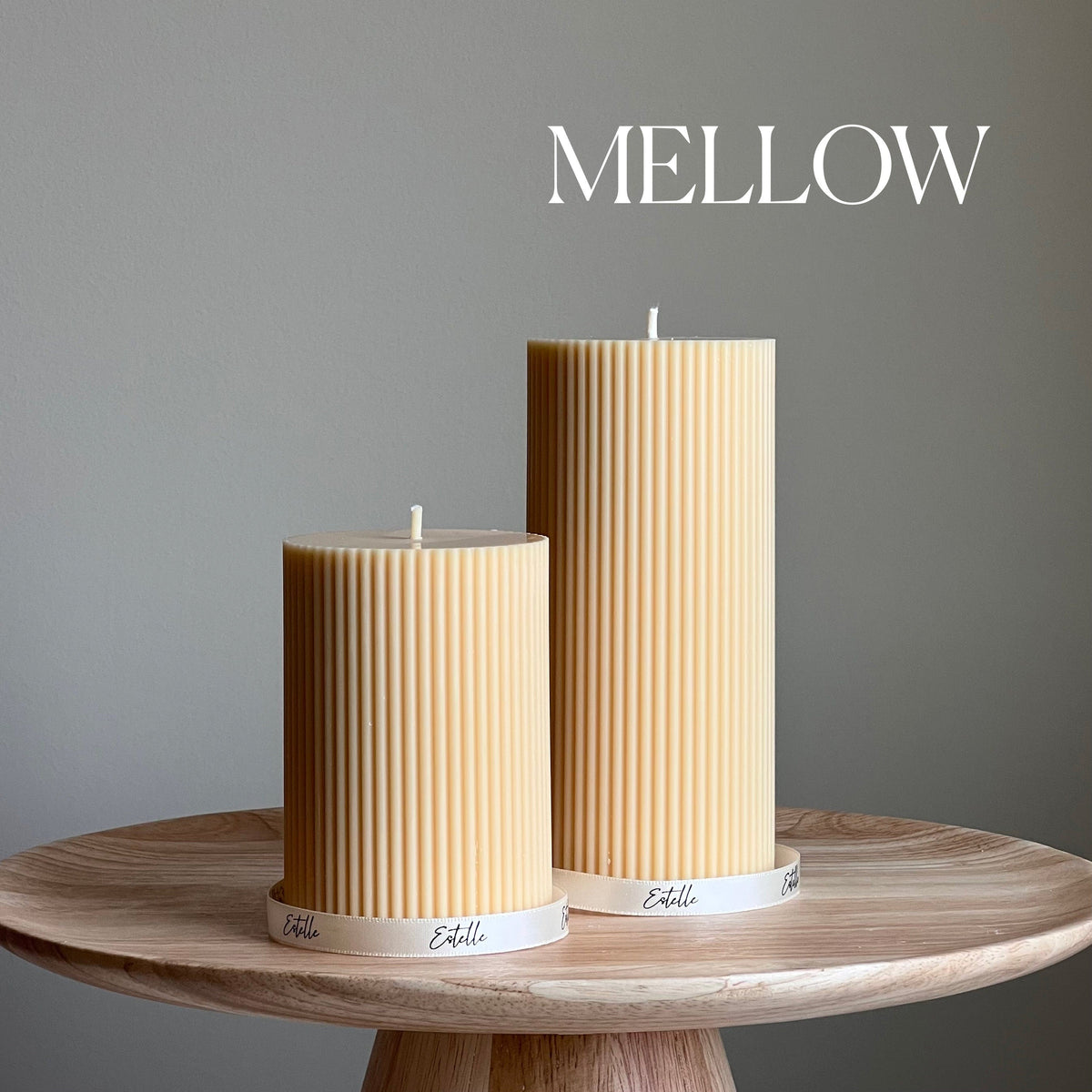 Soy Wax Ribbed Pillar Candle Set | Unscented, Decorative-4