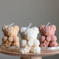 Sculptural teddy bear bouquet candle made from natural soy wax for aesthetic home decor
