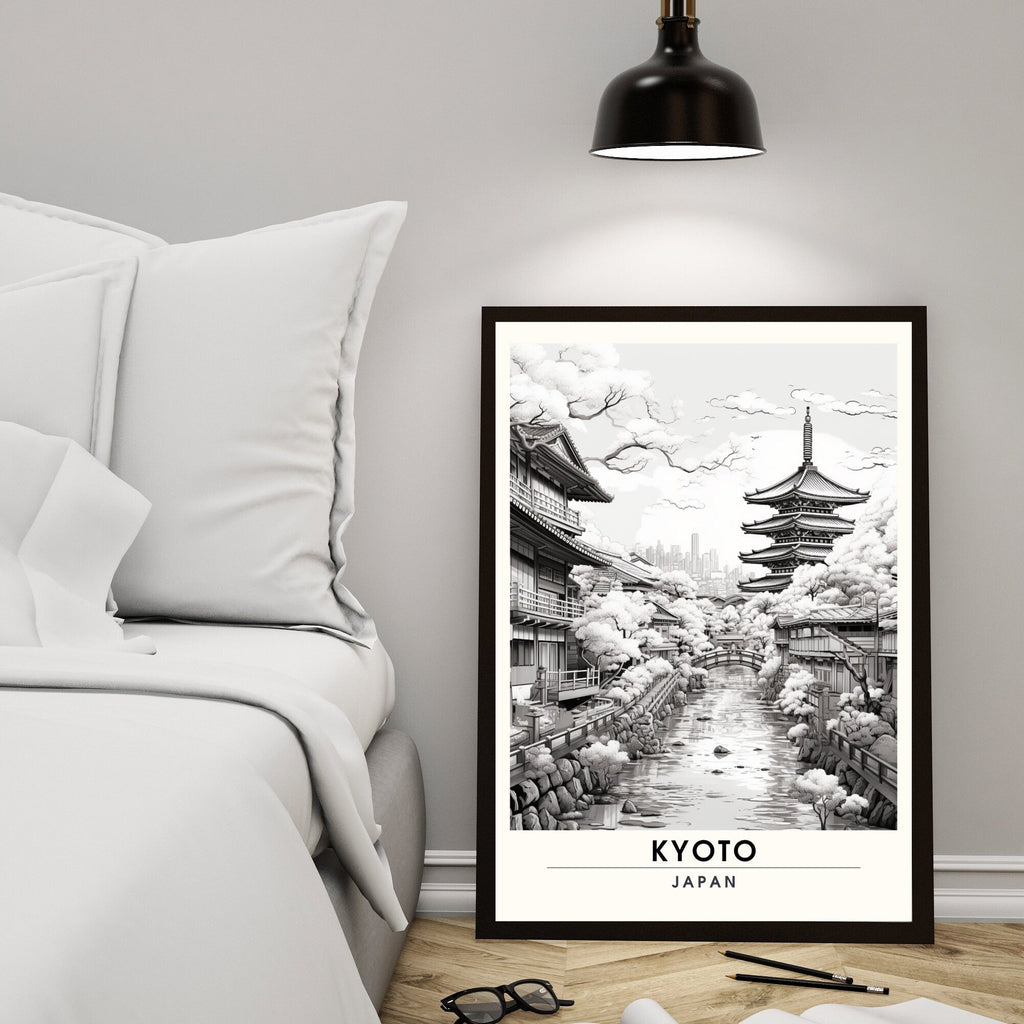 Impression Kyoto | Affiche de Voyage Kyoto | Impression Japon (Noir et Blanc)-4