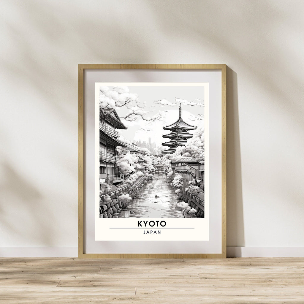 Impression Kyoto | Affiche de Voyage Kyoto | Impression Japon (Noir et Blanc)-2