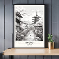 Impression Kyoto | Affiche de Voyage Kyoto | Impression Japon (Noir et Blanc)-0