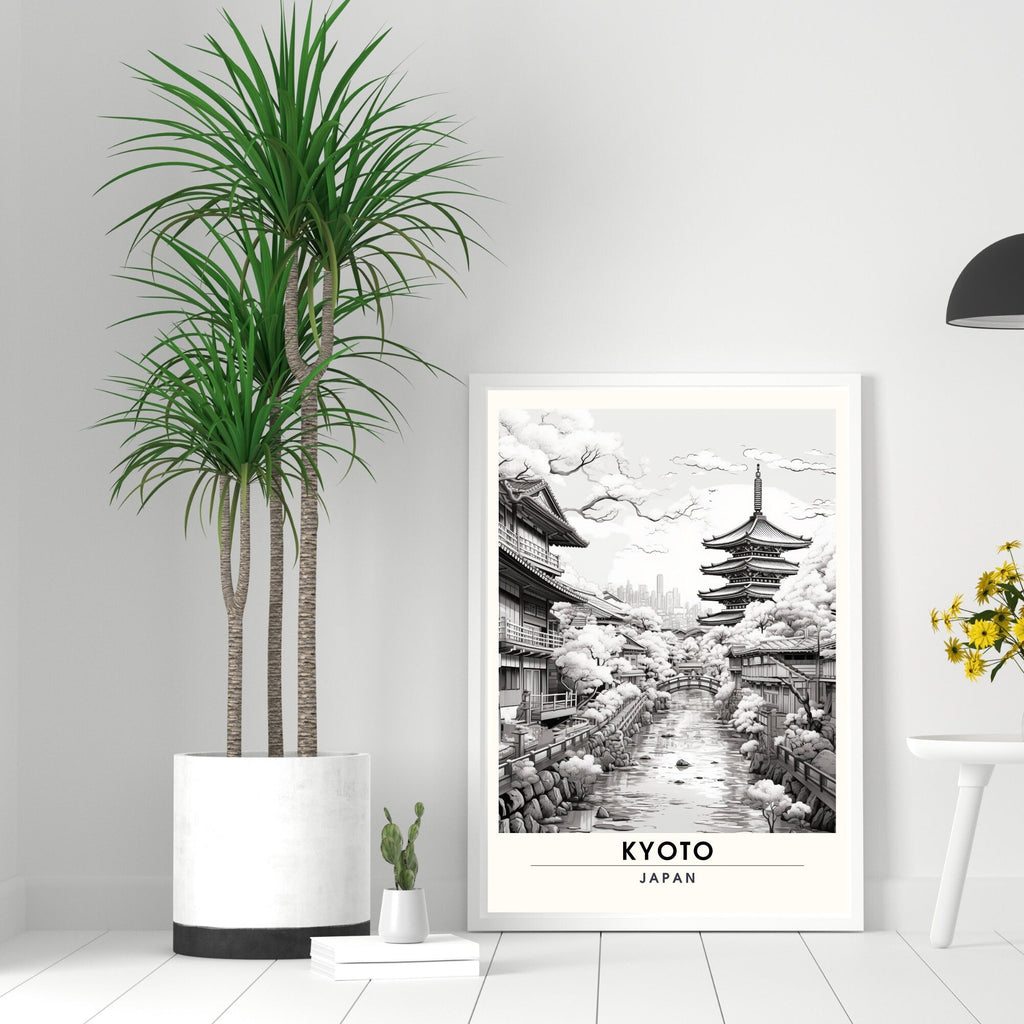 Impression Kyoto | Affiche de Voyage Kyoto | Impression Japon (Noir et Blanc)-1