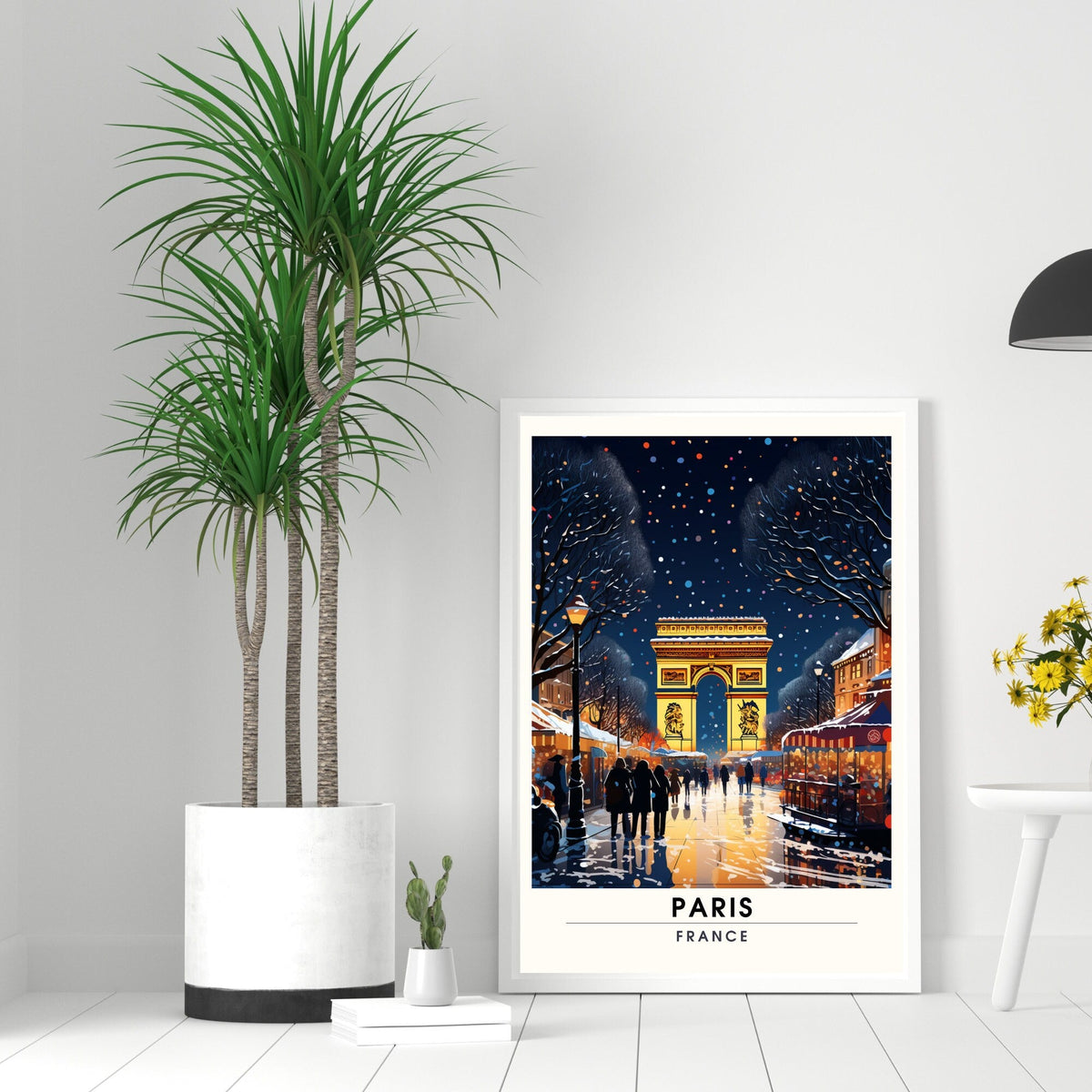 Affiche Paris Champs Elysées,  | Affiche de voyage Paris Noël | Affiche Marché de Noël de Paris | tirage d'art Paris Champs Elysées, France-1