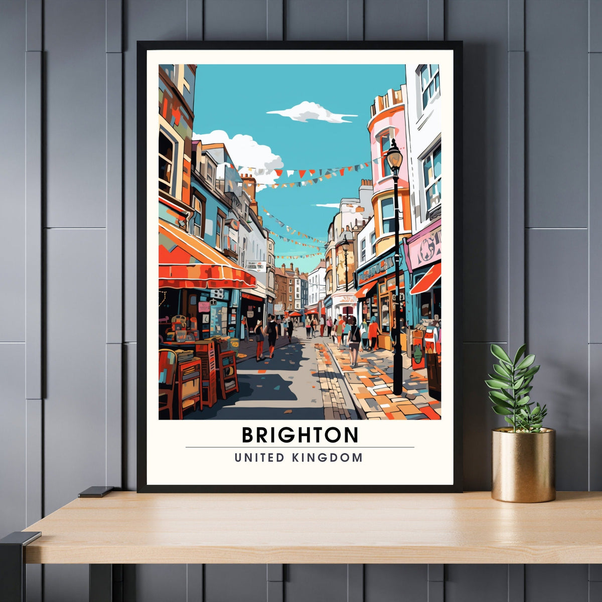 Affiche Brighton- Impression de voyage Brighton - Impression Paysage Urbain Artistique - Collection Souvenirs du Royaume-Uni-0