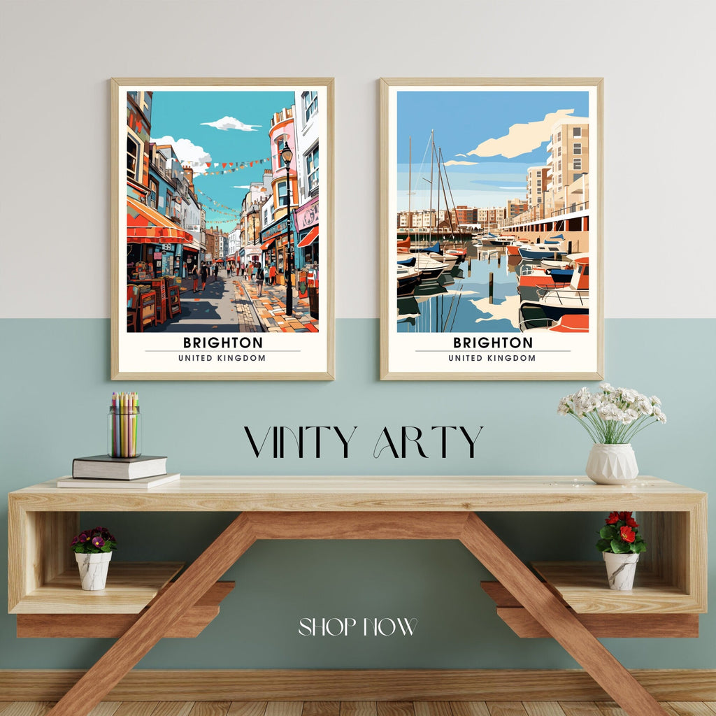 Affiche Brighton- Impression de voyage Brighton - Impression Paysage Urbain Artistique - Collection Souvenirs du Royaume-Uni-2