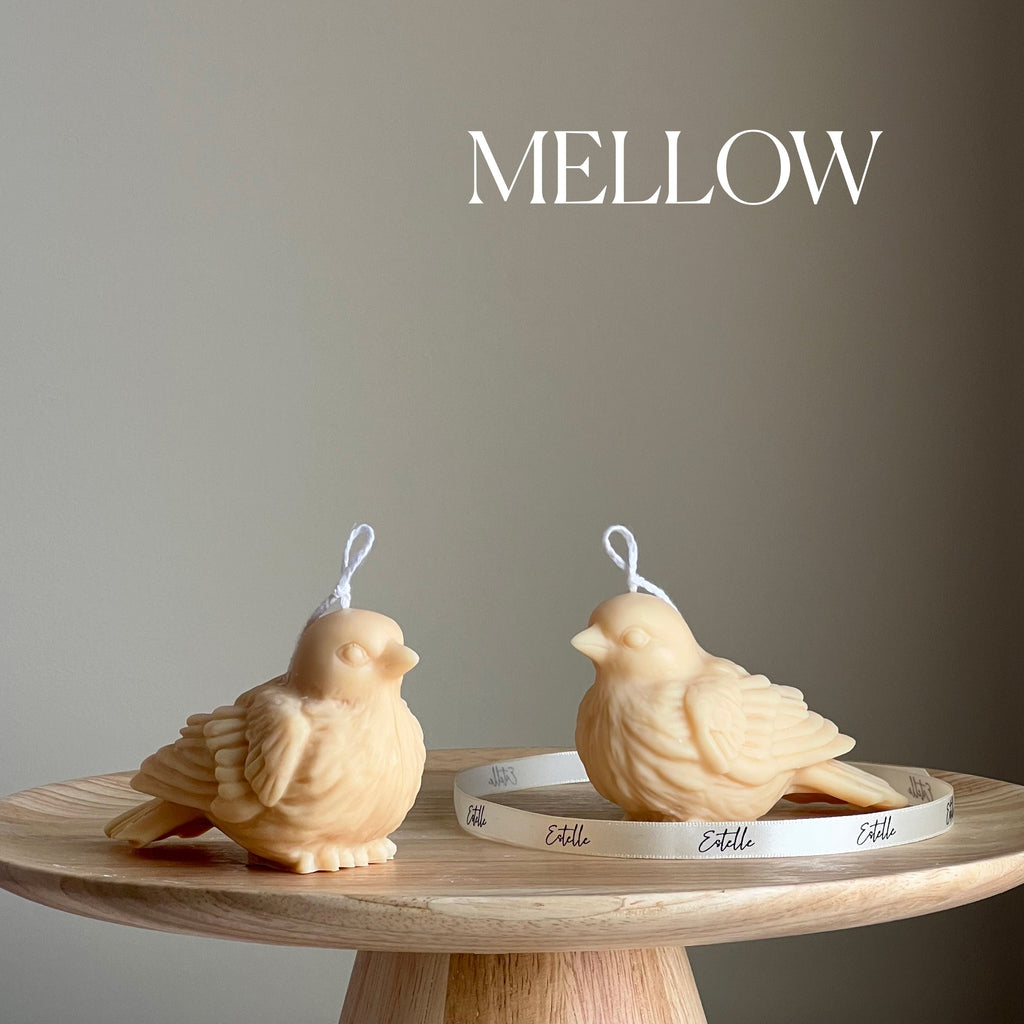 Handmade bird shaped soy wax decorative candle in a neutral pastel tone for home decor — view 4