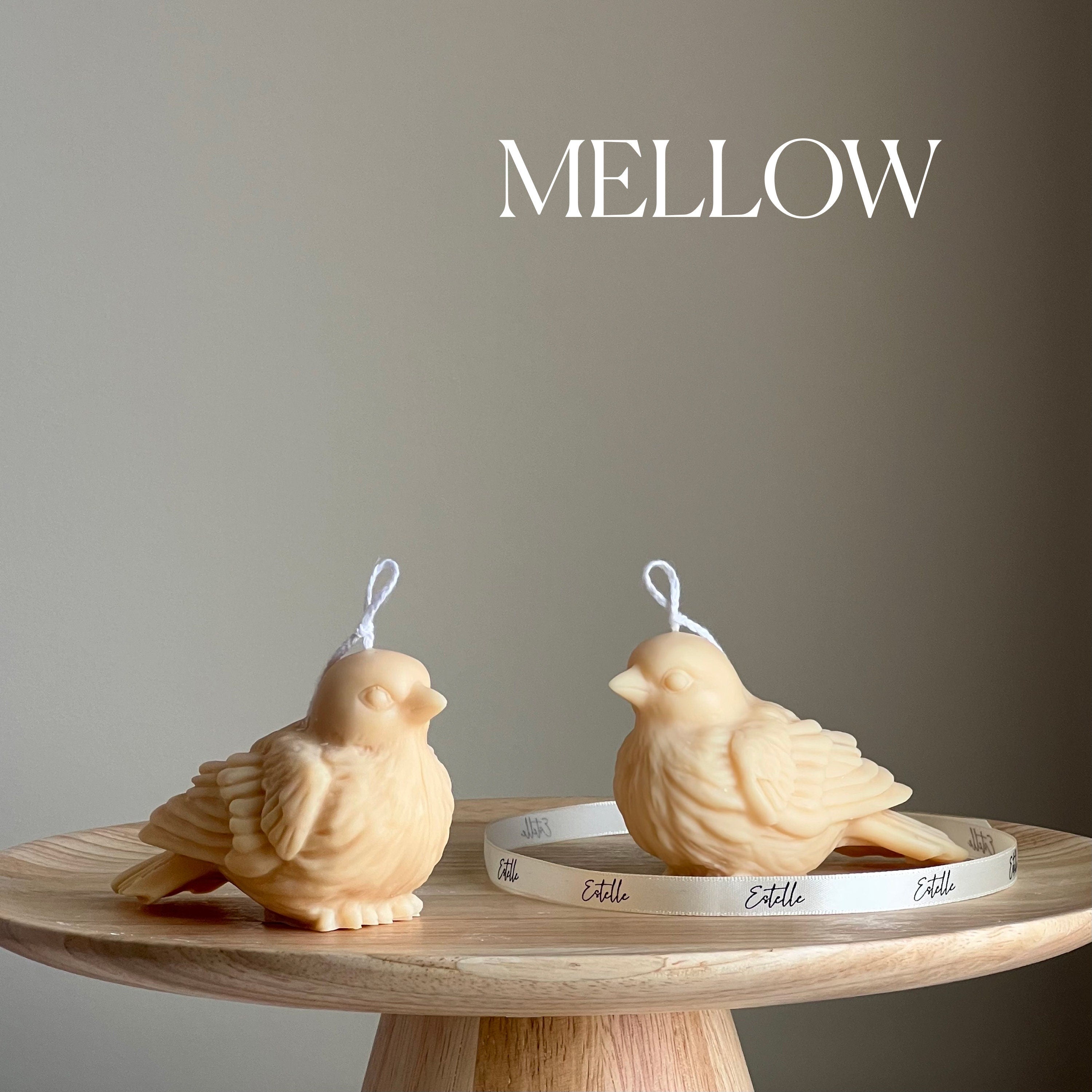 Handmade bird shaped soy wax decorative candle in a neutral pastel tone for home decor — view 4