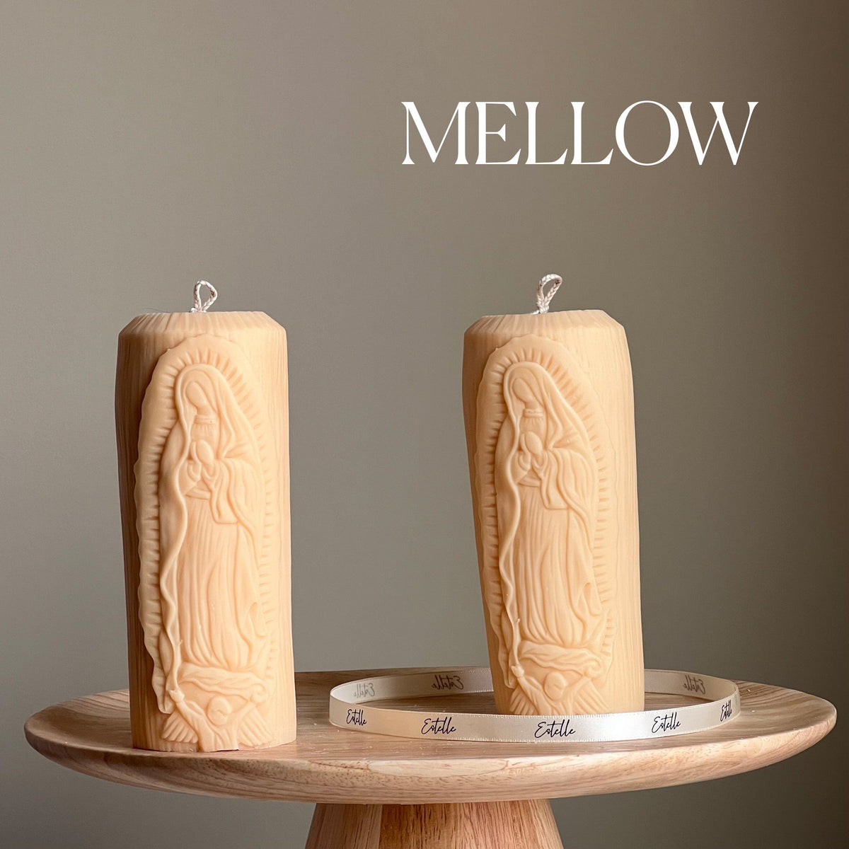 Mother Mary Soy Pillar Candle: Sculptural Catholic Candle-3