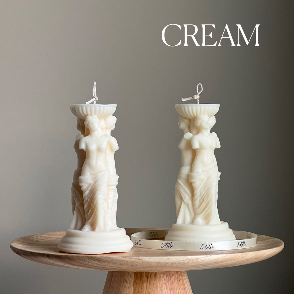 Venus Greek Goddess column soy candle white sculptural home decor piece 16cm tall — view 3