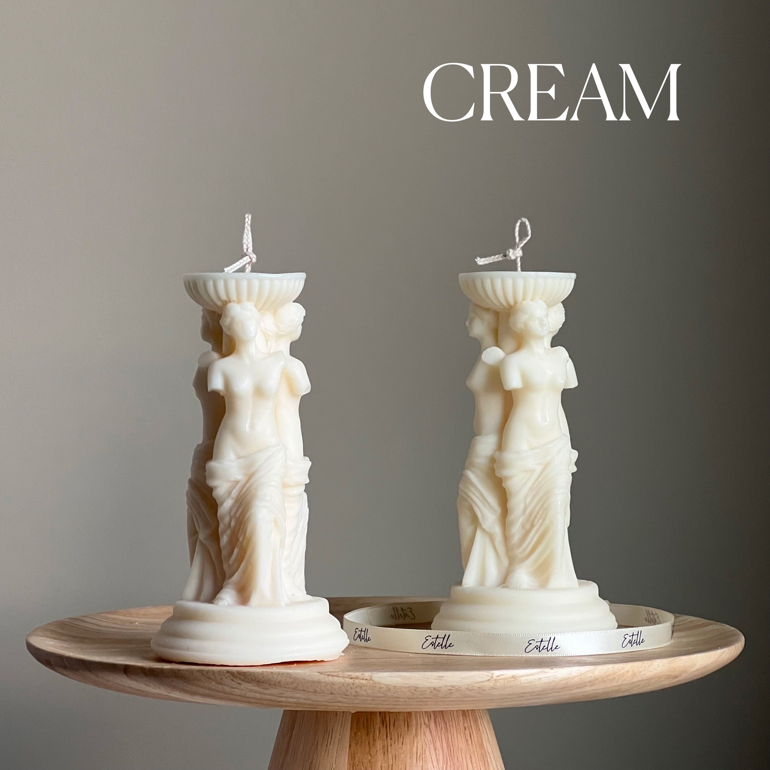 Venus Greek Goddess column soy candle white sculptural home decor piece 16cm tall — view 3