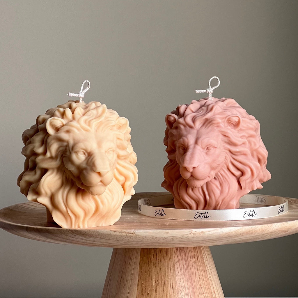 Handmade Lion Candle: Sculptural Soy Wax Animal Candle-0