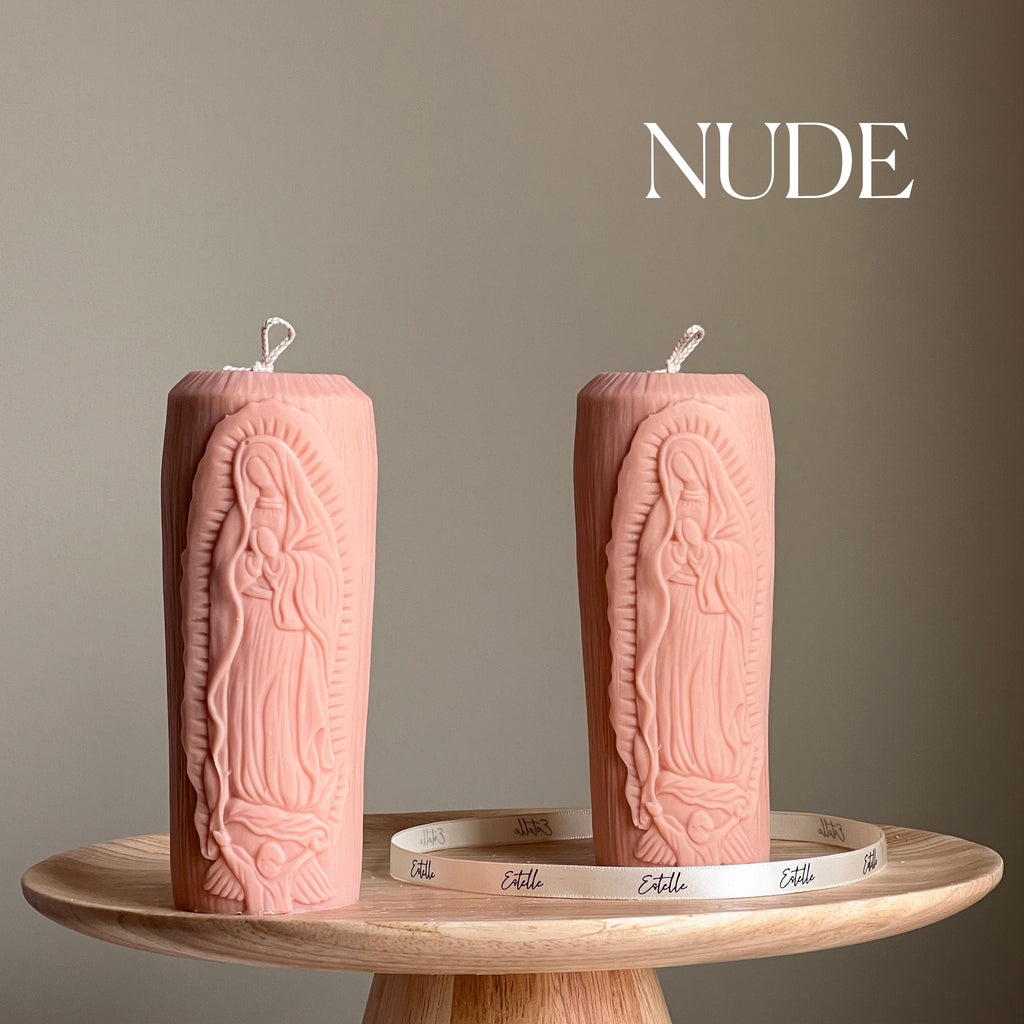 Mother Mary Soy Pillar Candle: Sculptural Catholic Candle-1