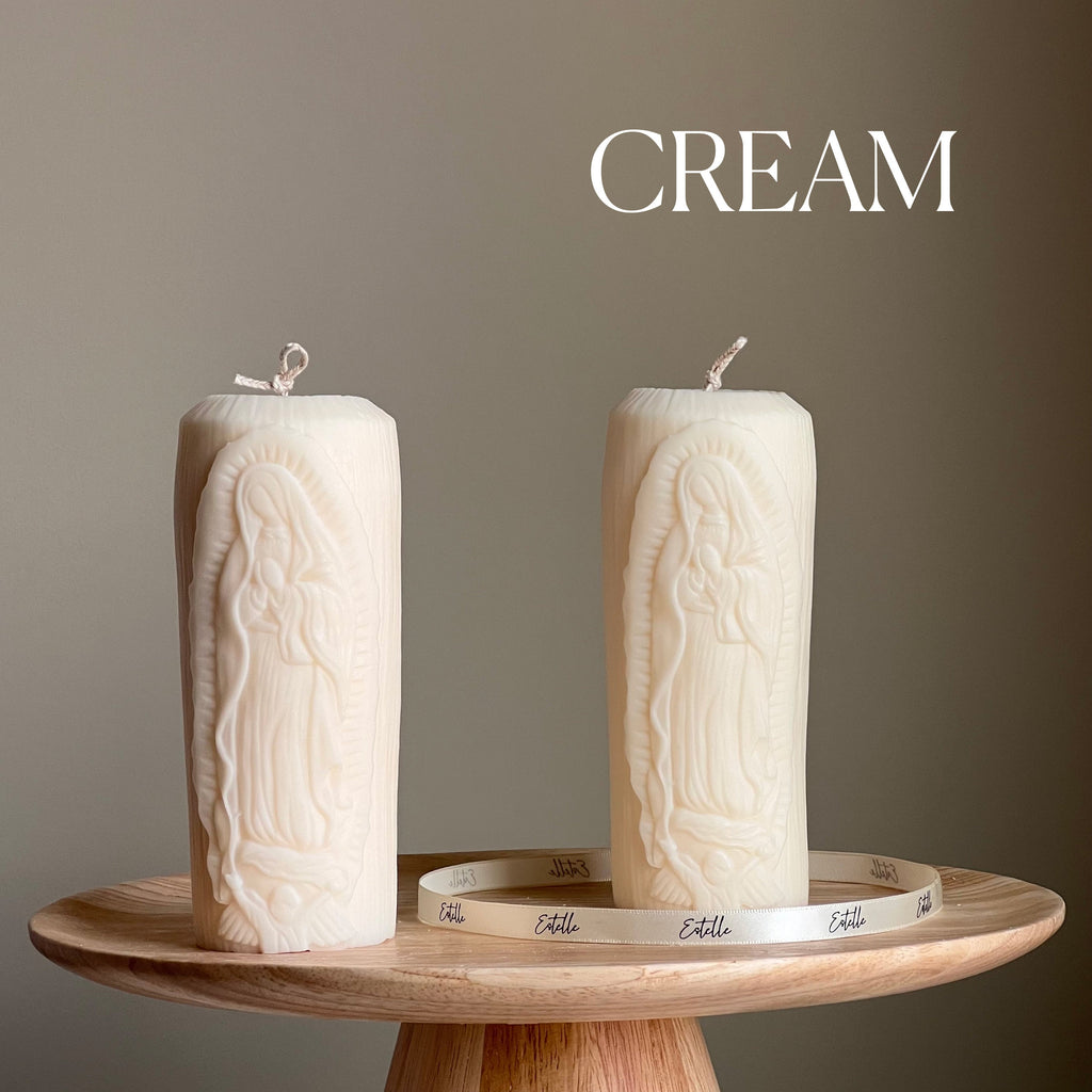 Mother Mary Soy Pillar Candle: Sculptural Catholic Candle-2