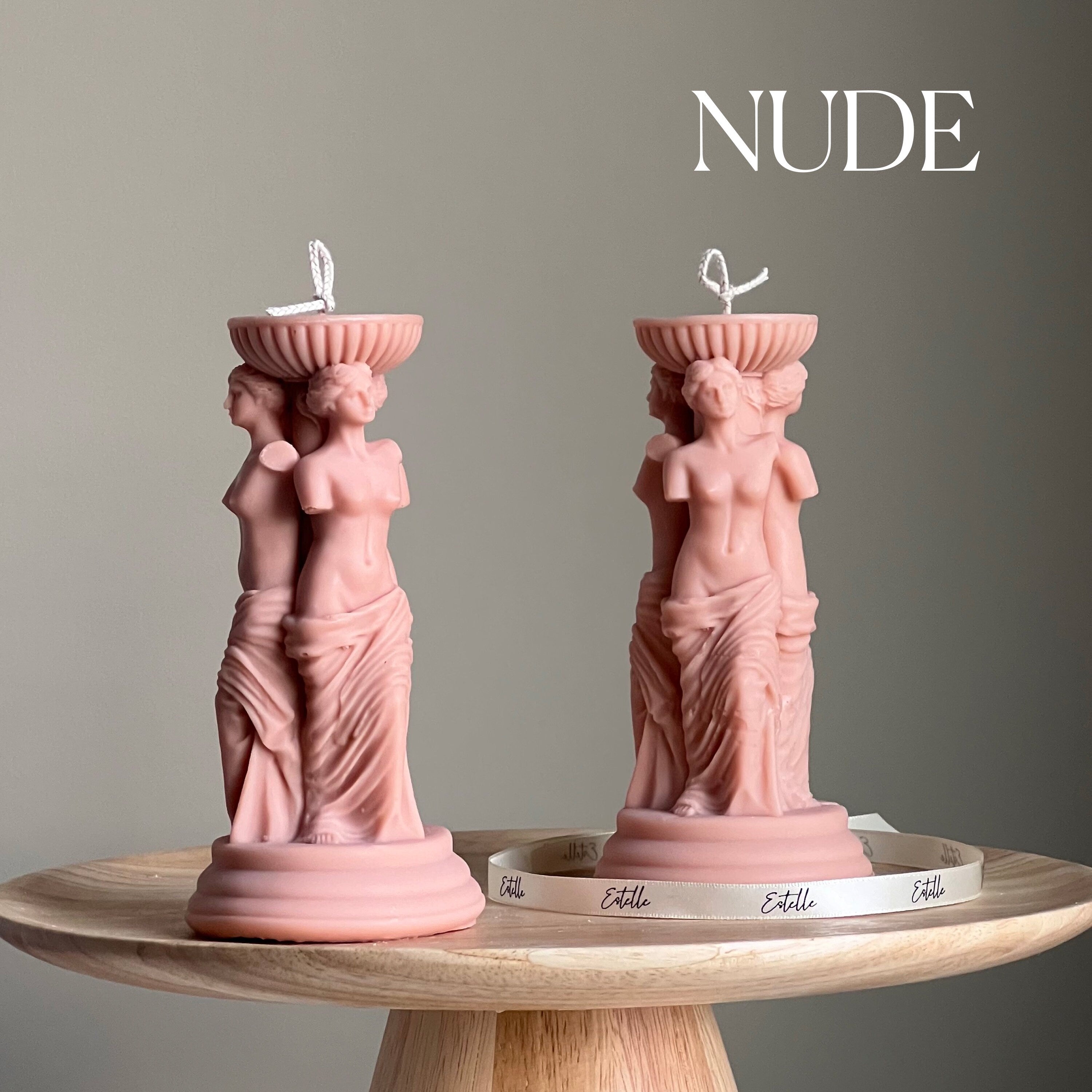 Venus Greek Goddess column soy candle white sculptural home decor piece 16cm tall — view 2