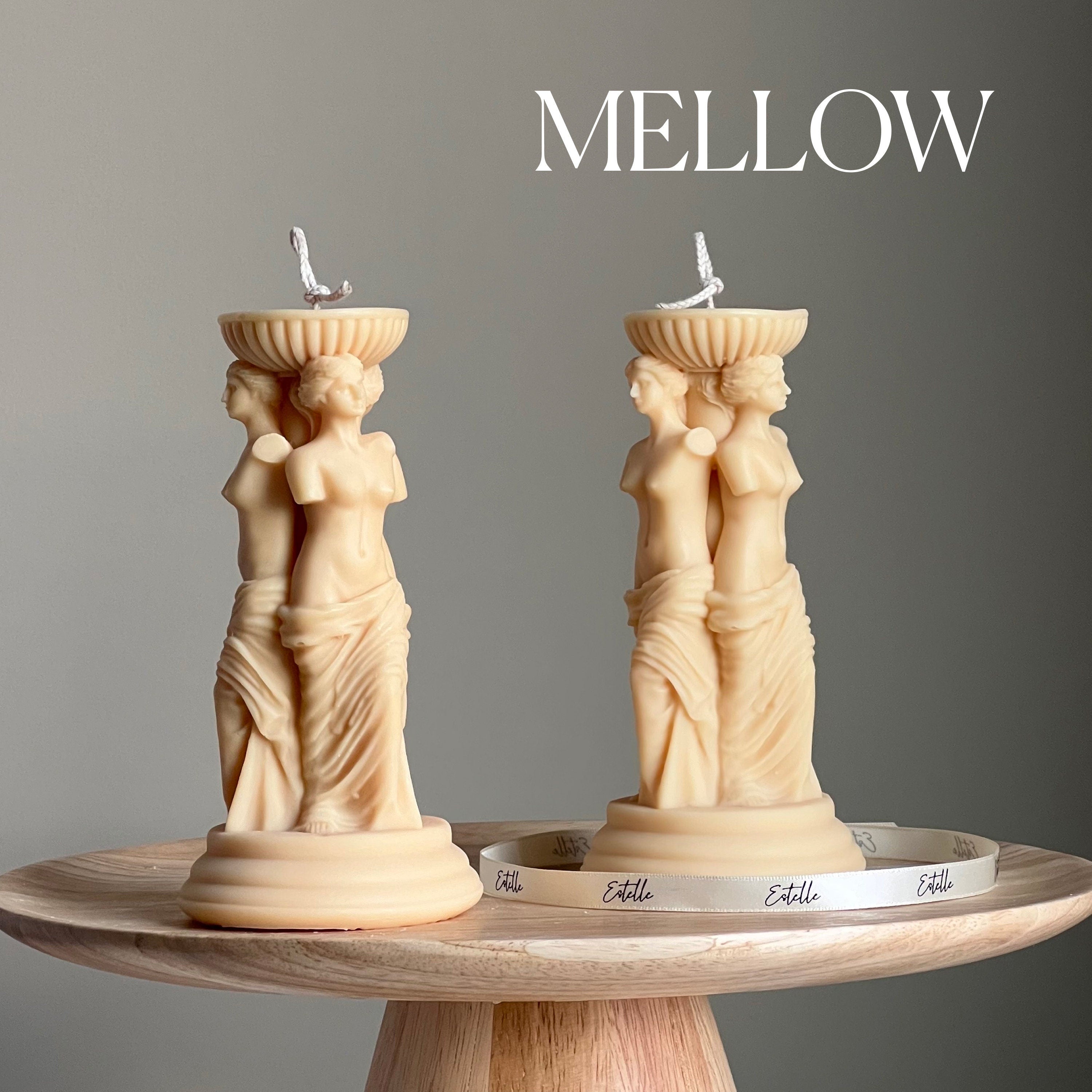 Venus Greek Goddess column soy candle white sculptural home decor piece 16cm tall — view 4
