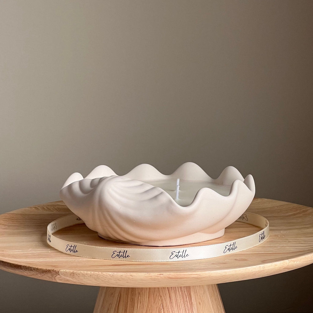 Clam Shell Soy Wax Candle in Jesmonite Vessel: Handmade Scented Candle-0