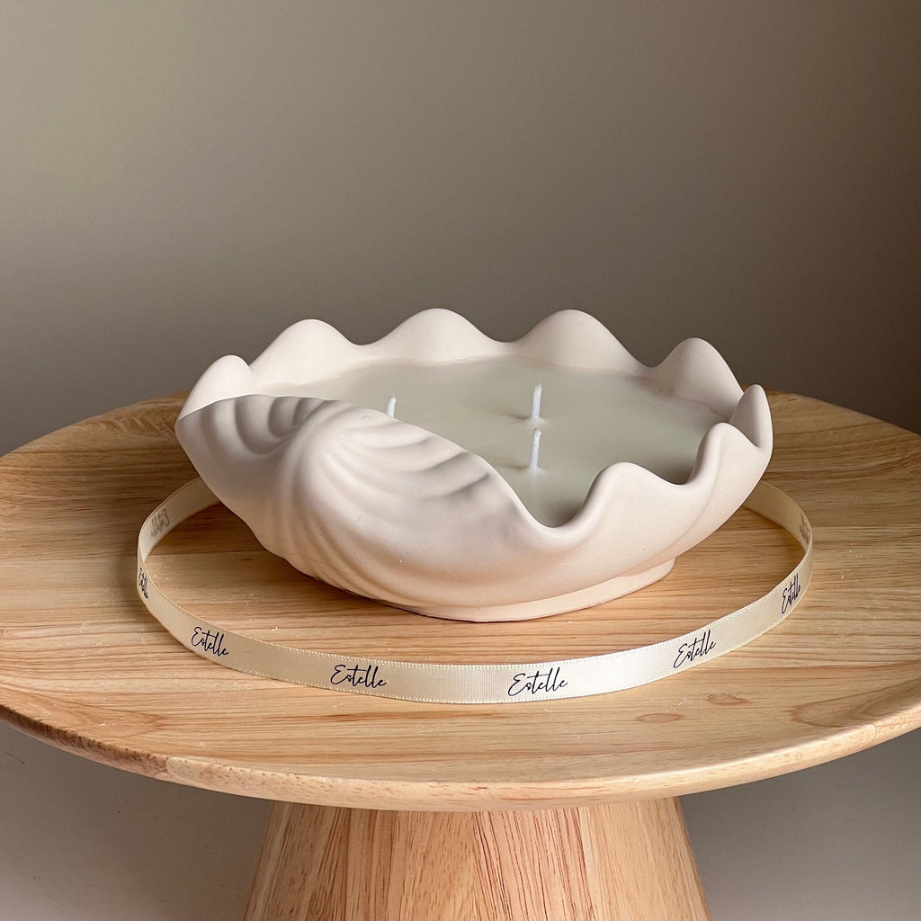 Clam Shell Soy Wax Candle in Jesmonite Vessel: Handmade Scented Candle-2