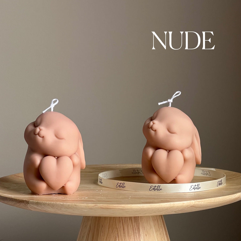 Sculptural bunny soy candle made from sustainable wax, perfect for minimalist nursery decor — view 2