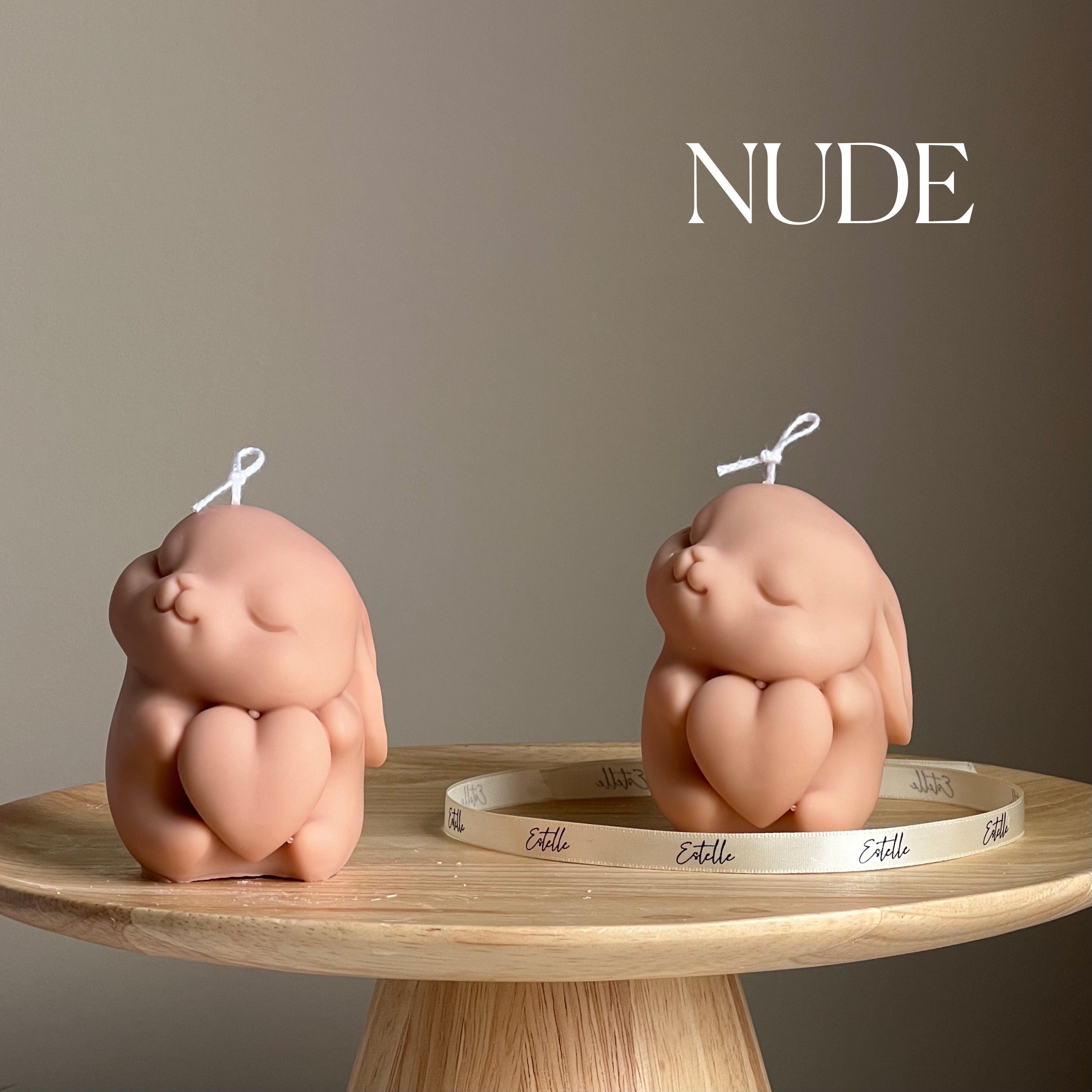 Sculptural bunny soy candle made from sustainable wax, perfect for minimalist nursery decor — view 2