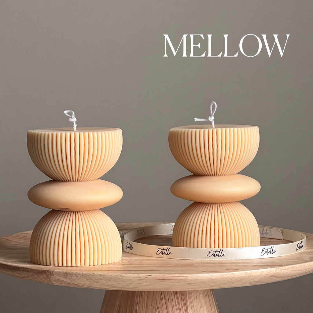 Geometric soy pillar candle, modern aesthetic column shape for stylish sculptural home decor styling — view 4