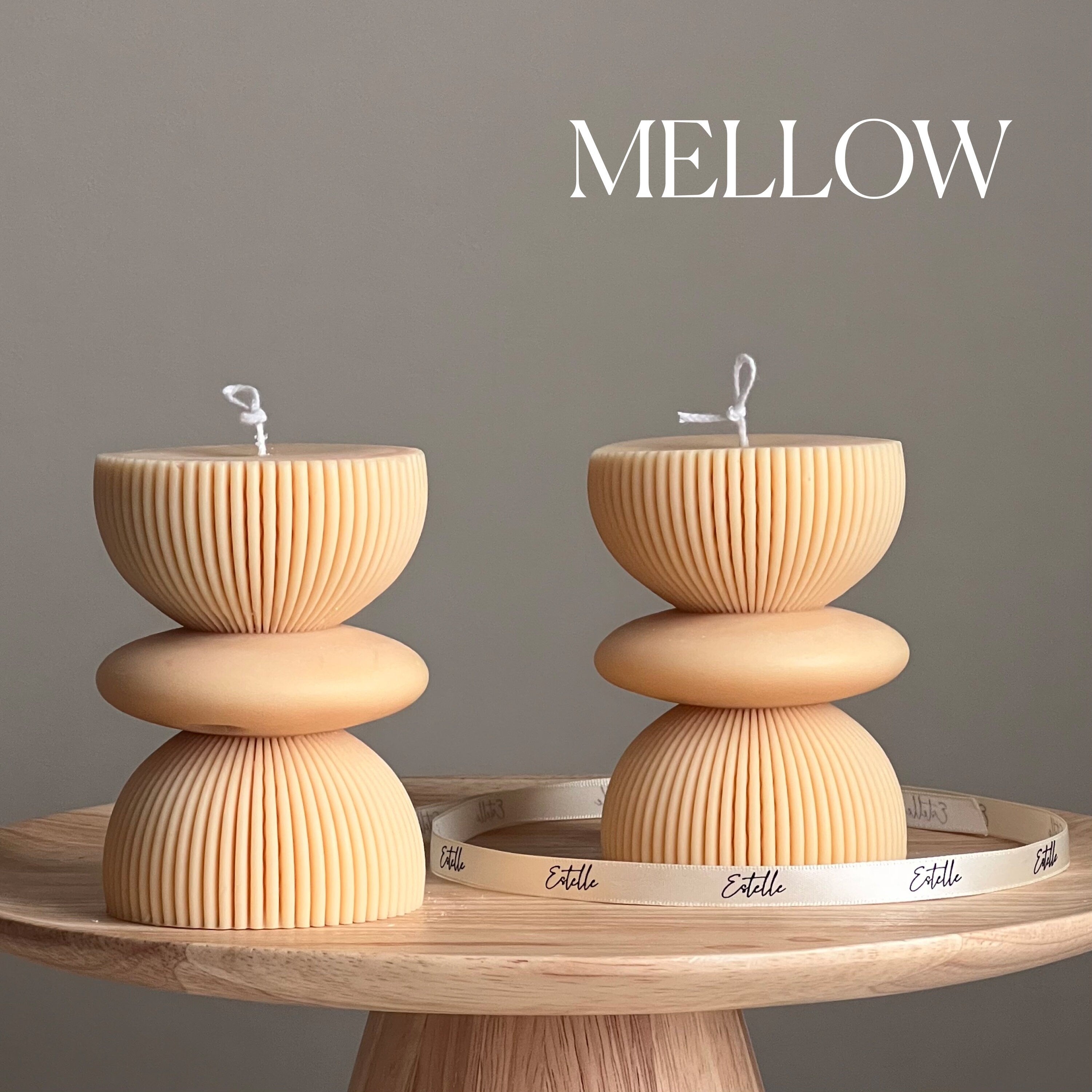 Geometric soy pillar candle, modern aesthetic column shape for stylish sculptural home decor styling — view 4