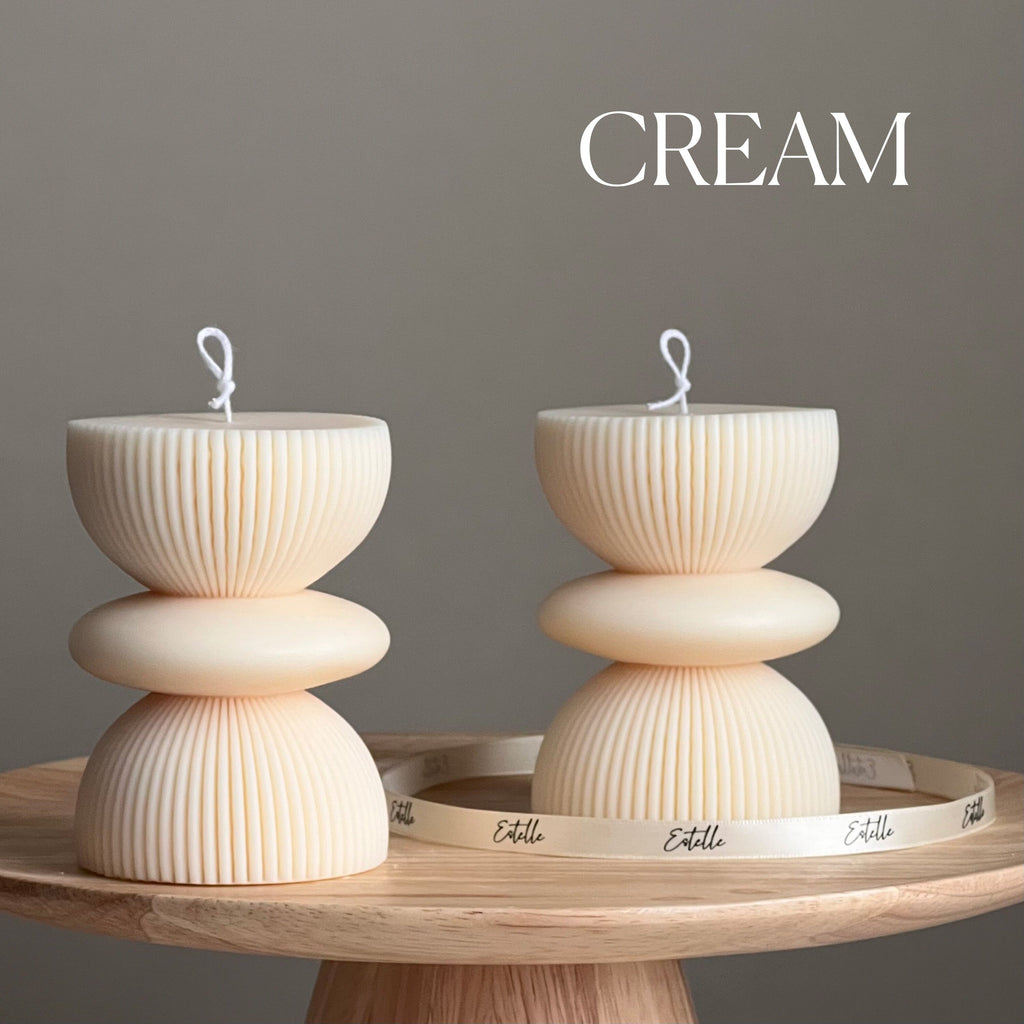Geometric soy pillar candle, modern aesthetic column shape for stylish sculptural home decor styling — view 3