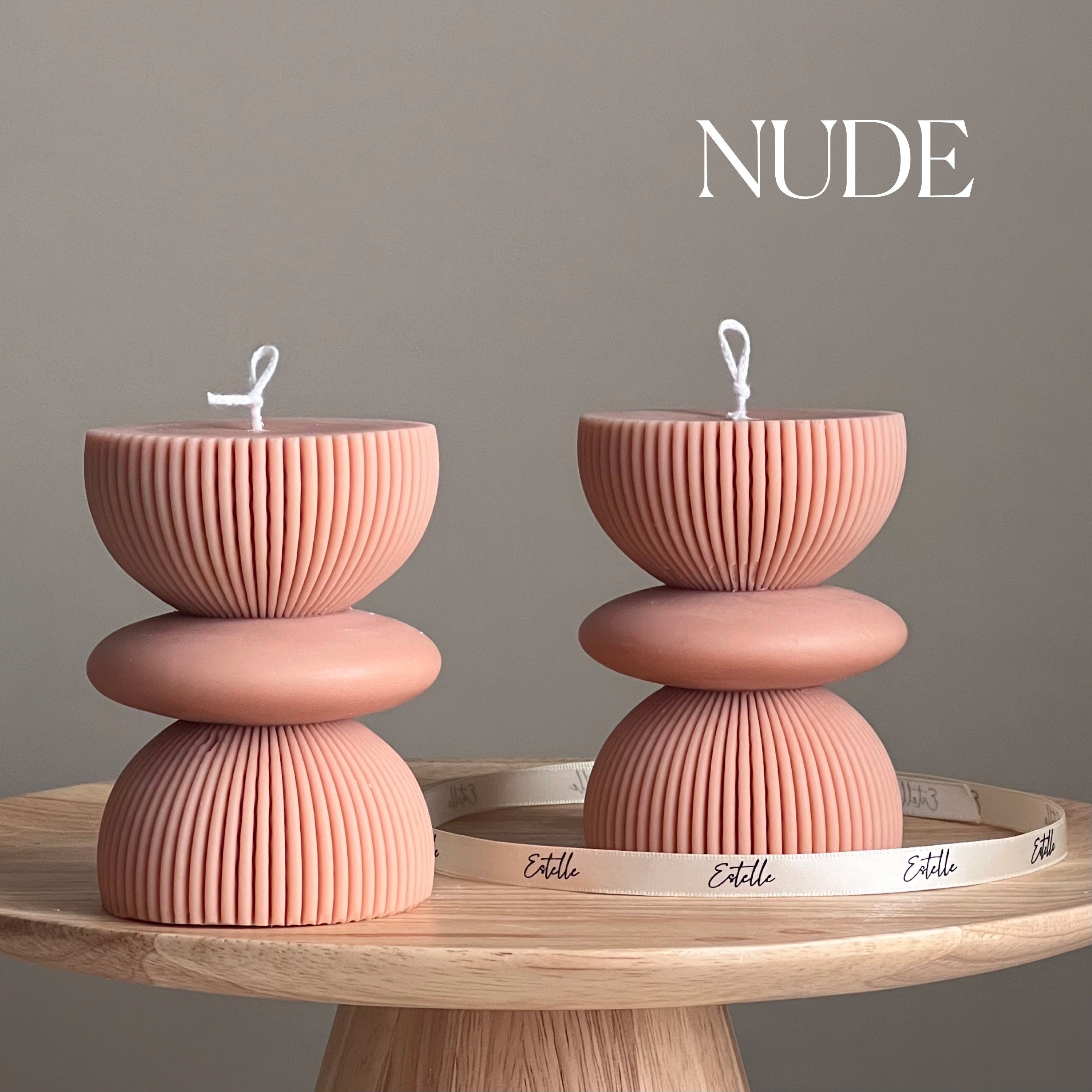 Geometric soy pillar candle, modern aesthetic column shape for stylish sculptural home decor styling — view 2