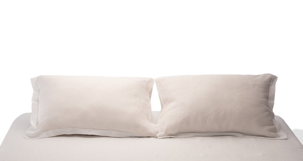 Oxford design pure natural washed linen pillowcase in an elegant bedroom setting — view 5