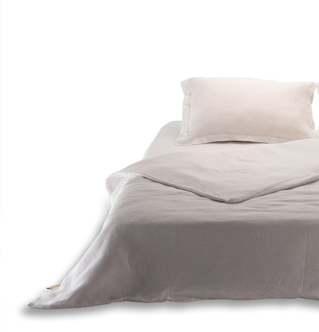 Natural washed linen pillowcase with classic Oxford design border in white and natural color options — view 4