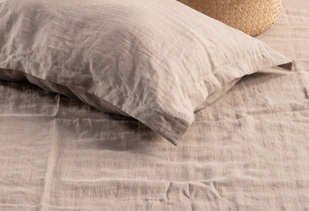 Oxford design pure natural washed linen pillowcase in an elegant bedroom setting — view 2
