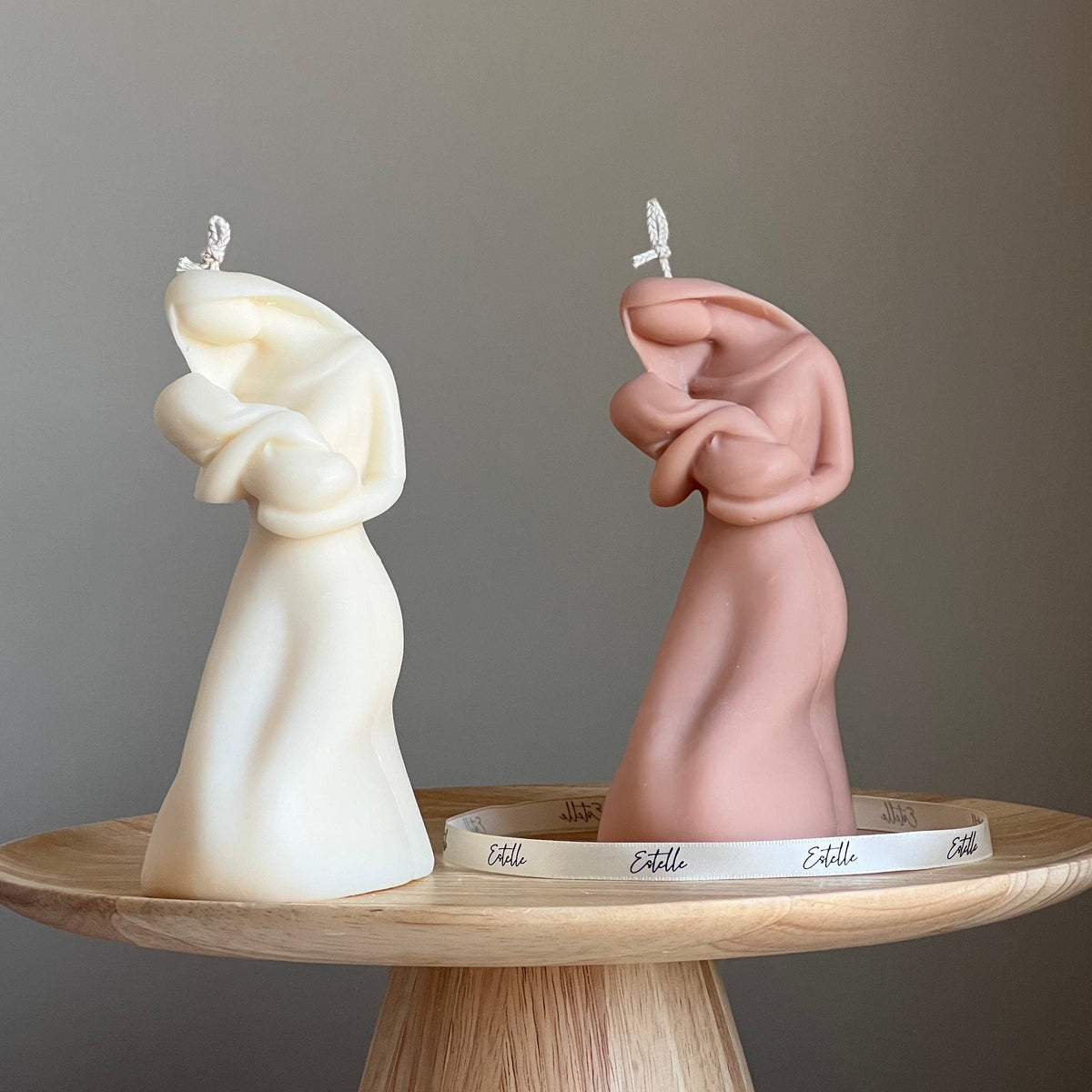 Mother & Child Soy Wax Candle: Hand-Poured Sculptural Pillar-0
