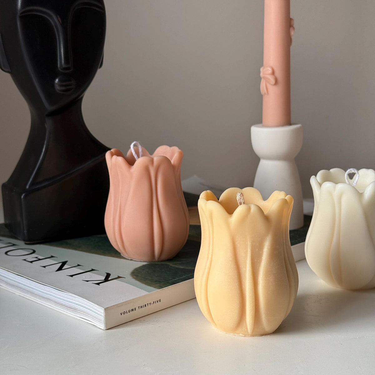 Hand Poured Tulip Soy Wax Candle | Sculptural Home Decor-4