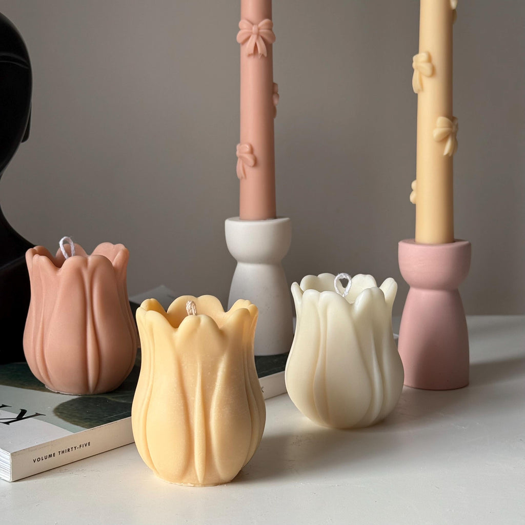 Hand Poured Tulip Soy Wax Candle | Sculptural Home Decor-0