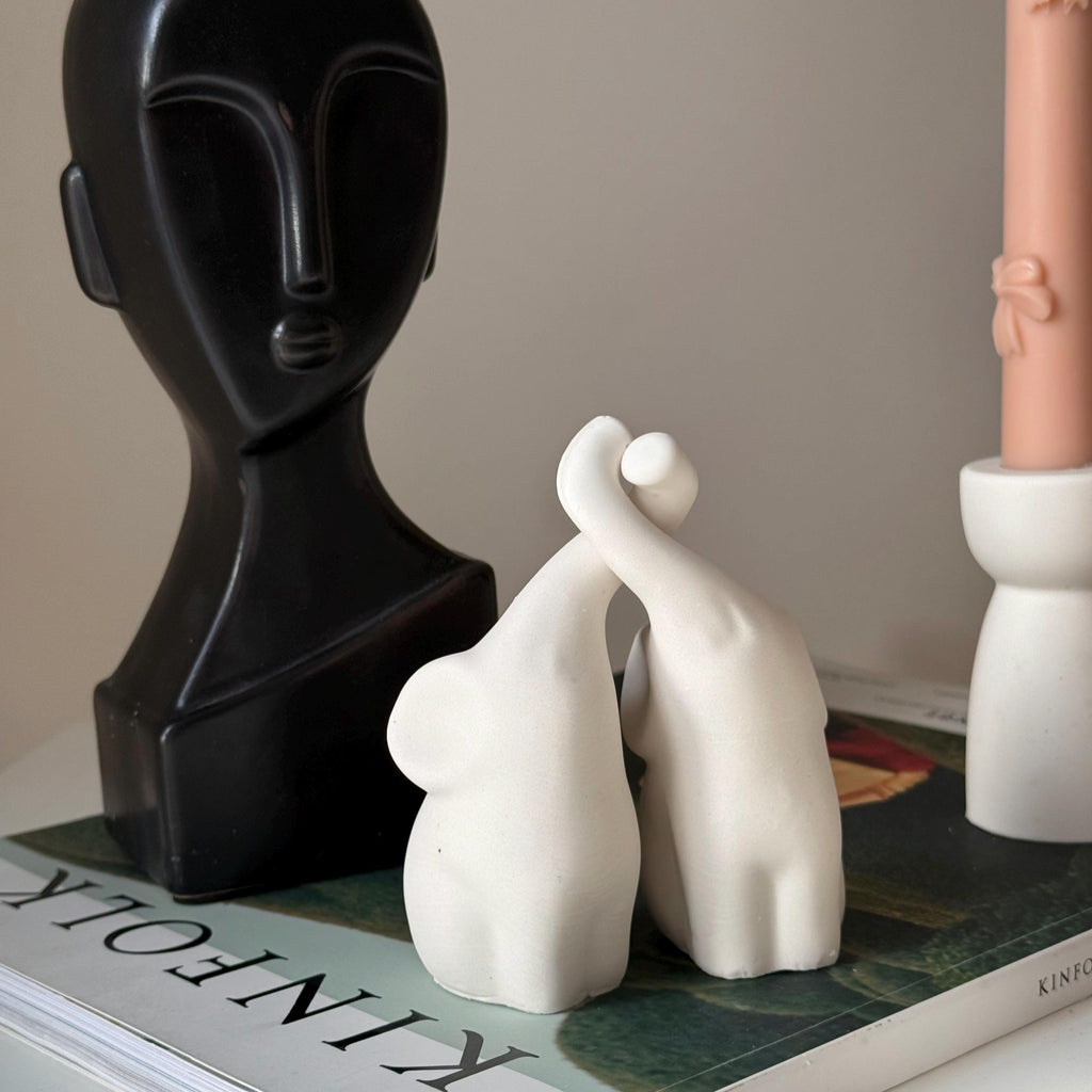 Handmade Jesmonite Elephant Couple | Stone Animal Decor-1