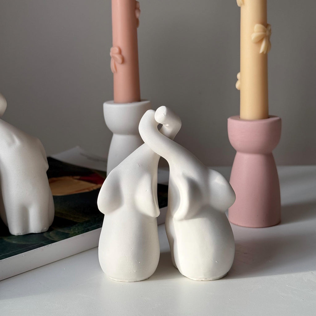Handmade Jesmonite Elephant Couple | Stone Animal Decor-2