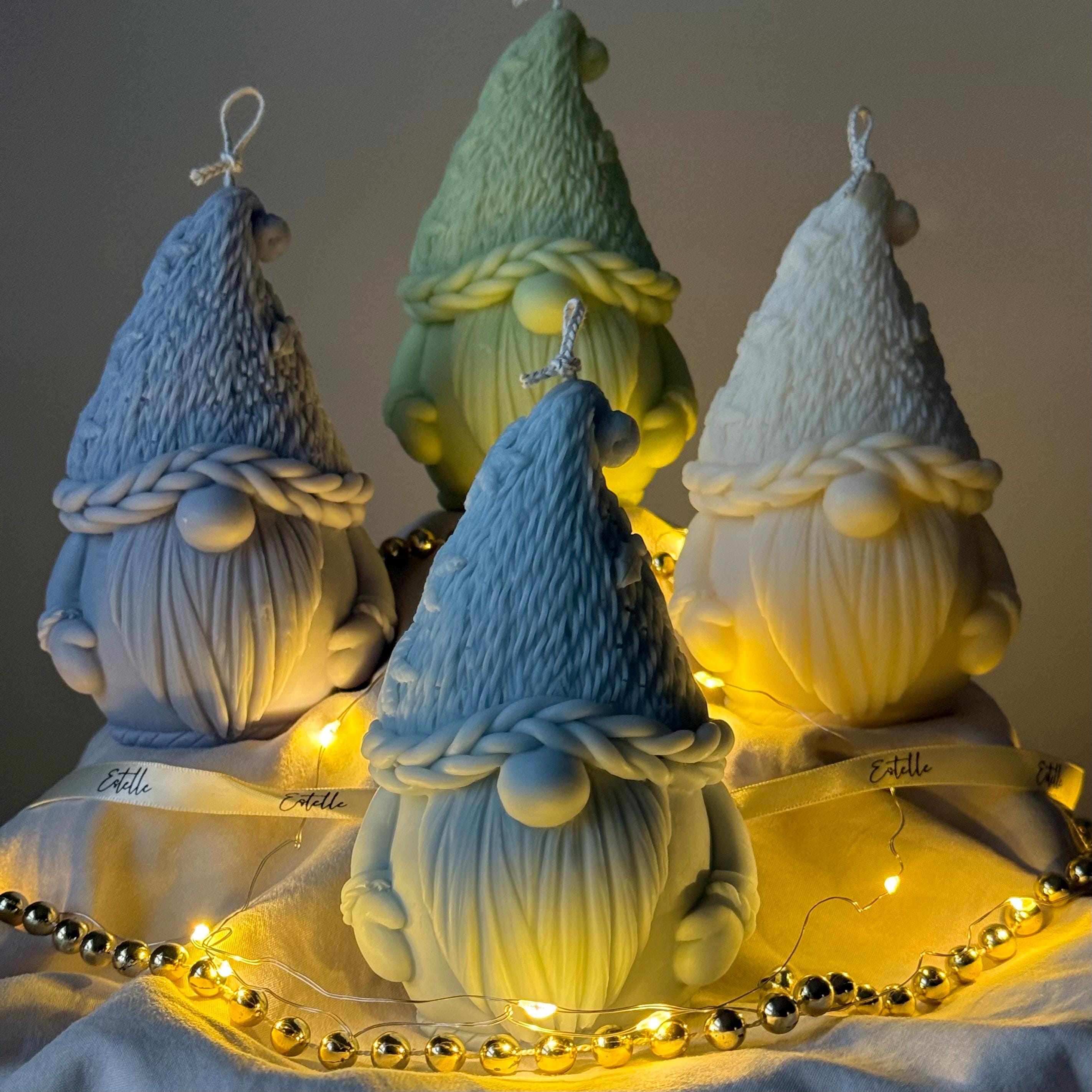 Hand-poured soy wax Christmas gnome candle decorative festive holiday home decor accessory