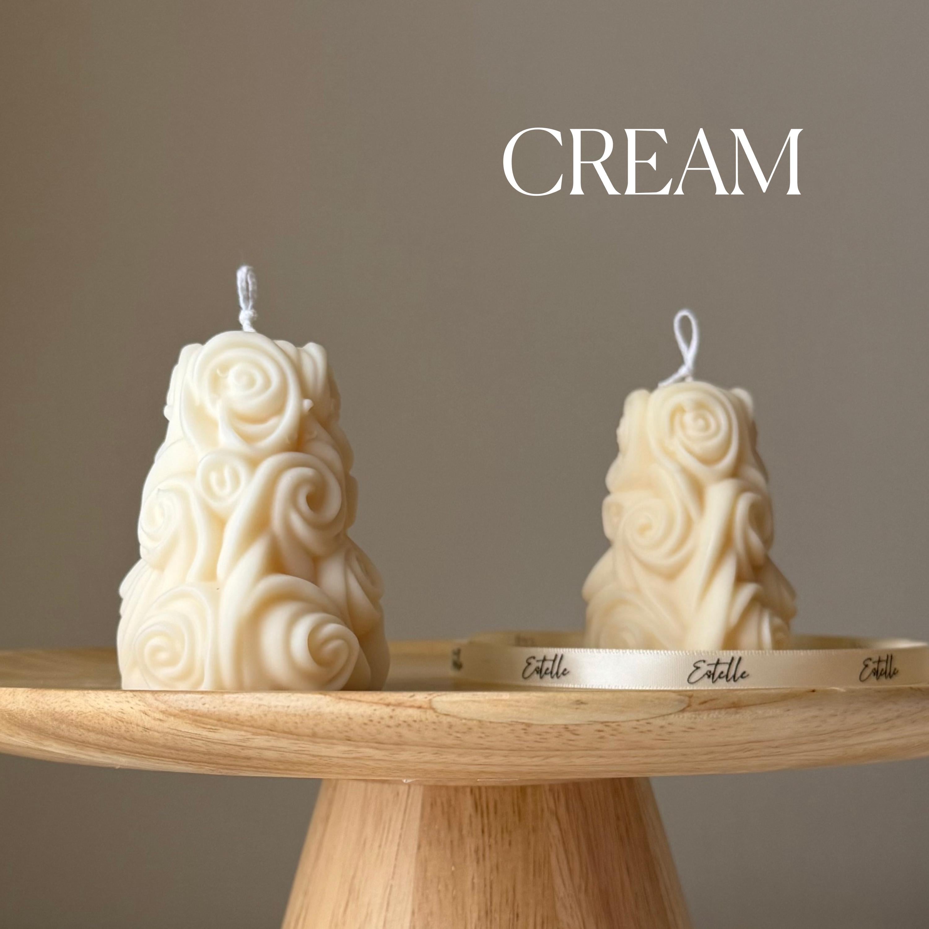 Handmade rose shaped sculptural soy candle in soft tones for elegant home decor and gifts — view 3
