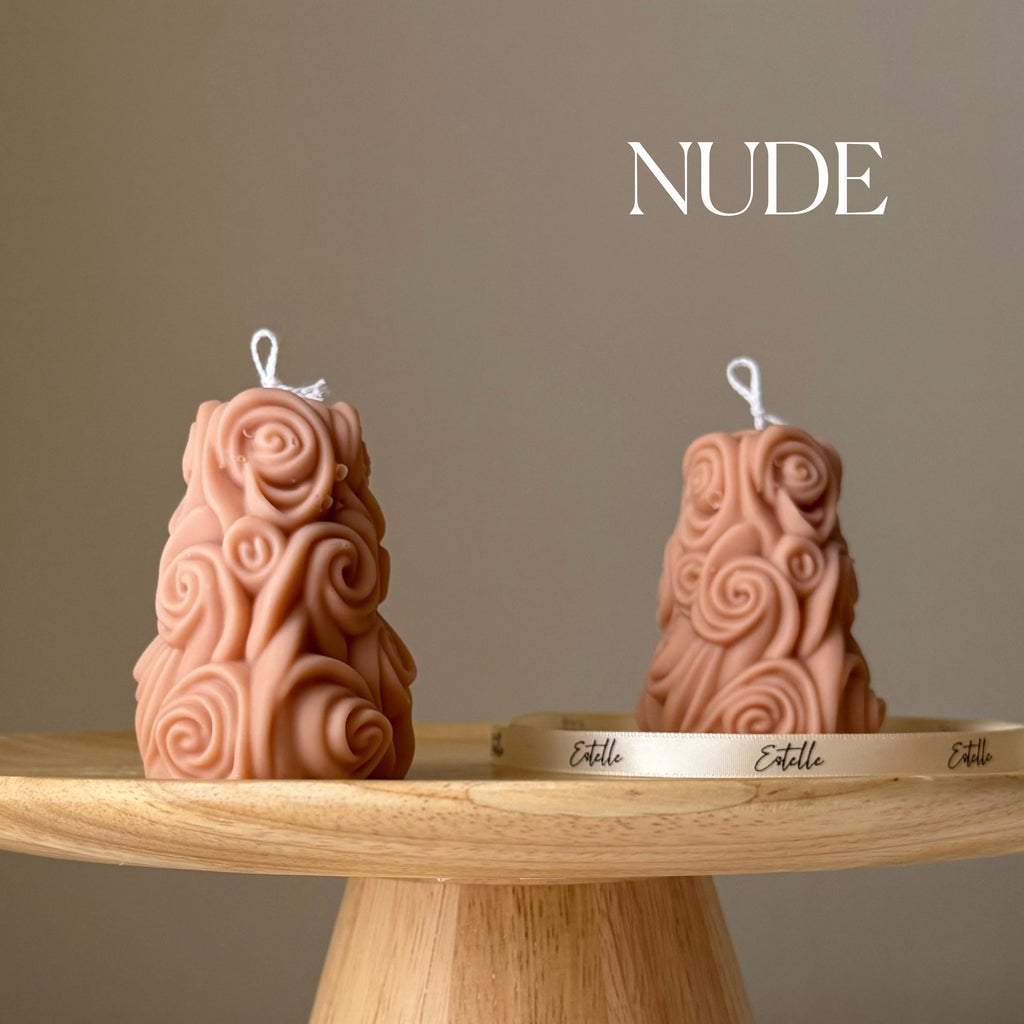 Handmade rose shaped sculptural soy candle in soft tones for elegant home decor and gifts — view 2